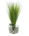 Creative Displays Green Grass In Glass Vase With Rocks & Acrylic Water In Green