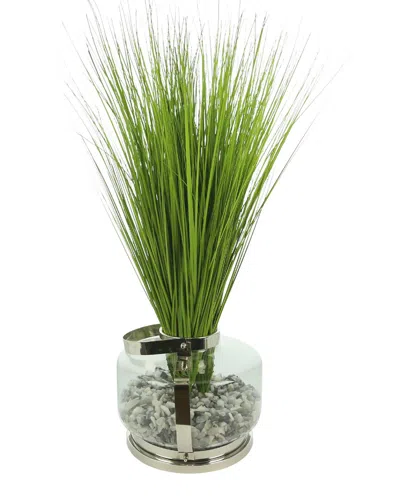 Creative Displays Green Grass In Glass Vase With Rocks & Acrylic Water