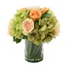 Creative Displays Green Hydrangea, Orange/peach Rose Floral Arrangement
