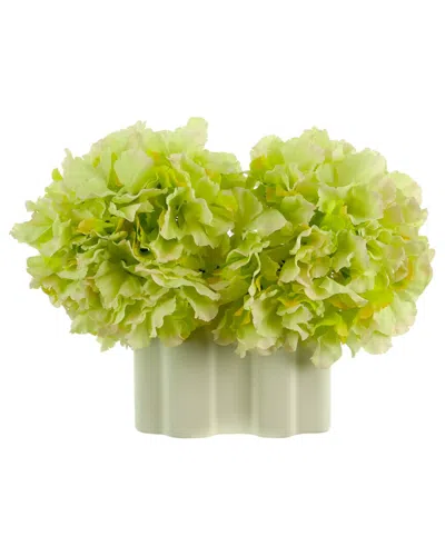Creative Displays Green Hydrangeas Arranged In A Decorative White Ceramic Vase