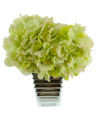 Creative Displays Green Hydrangeas Arranged In A Silver Glass Vase