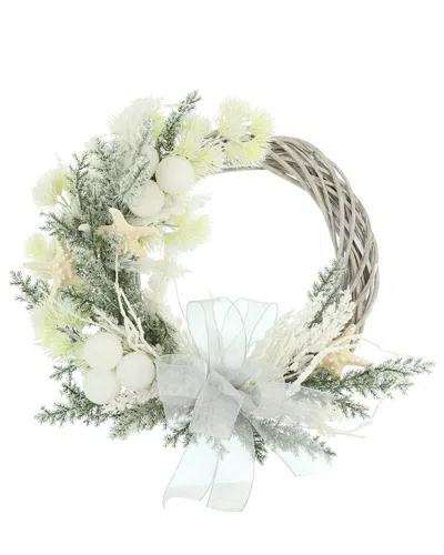 Creative Displays Handcrafted 20in Holiday Coastal Wreath With Flocked Cedar In Neutral