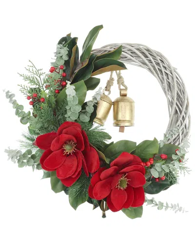Creative Displays Handcrafted 25in Holiday Wreath Arranged With Magnolia In Multi