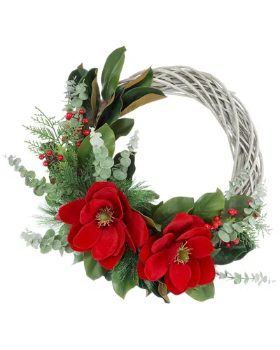 Creative Displays Handcrafted 25in Holiday Wreath Arranged With Magnolia In Green