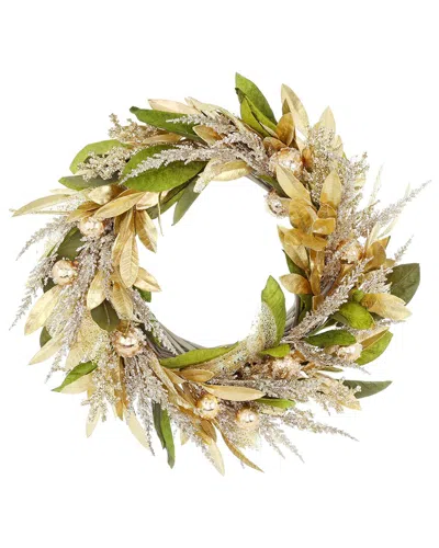 Creative Displays Handcrafted 25in Holiday Wreath With Magnolia Leaves &  Ornaments In Multi