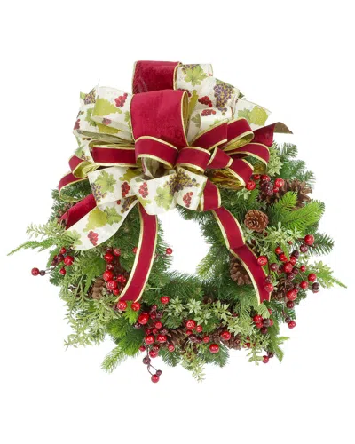 Creative Displays Handcrafted 26in Holiday Wreath Arranged With Berries,  Pinecones & Berry Bows In Multi