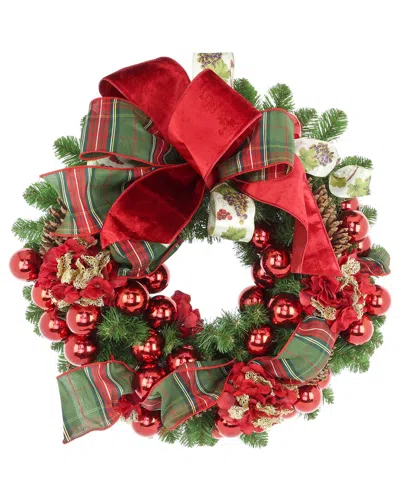 Creative Displays Handcrafted 26in Holiday Wreath Arranged With Ribbon In Multi