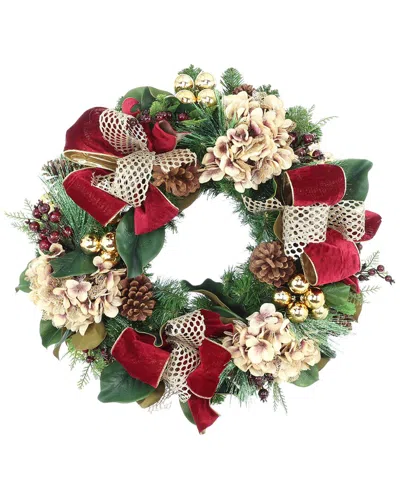Creative Displays Handcrafted 26in Holiday Wreath With Hydrangeas & Bows In Multi