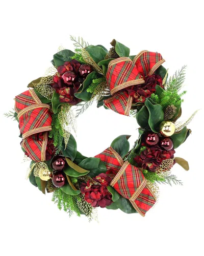 Creative Displays Handcrafted 28in Holiday Wreath With Hydrangeas & Bows In Multi