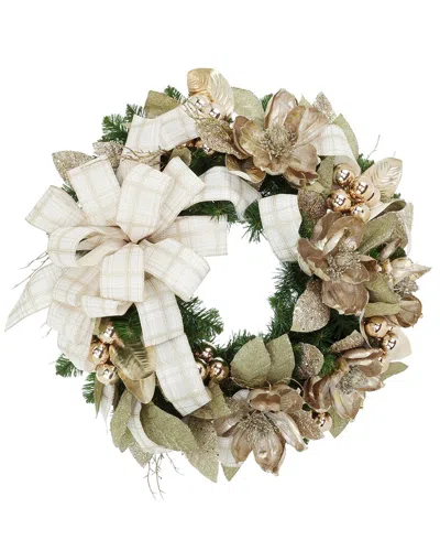 Creative Displays Handcrafted 30in Holiday Wreath With Magnolias In Multi