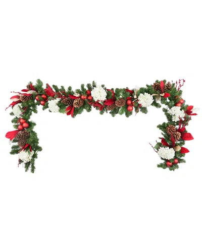 Creative Displays Handcrafted 9ft Holiday Garland With Hydrangeas In Multi