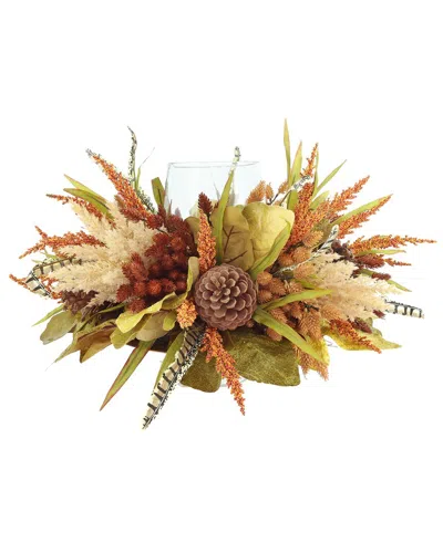 Creative Displays Handcrafted Fall Candleholder Decorated With Pampas In Brown