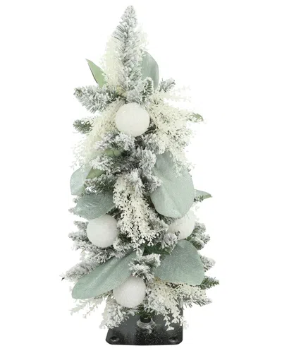 Creative Displays Handcrafted Flocked Holiday Tree With Glistening Magnolia  Leaves & Ornaments In Green