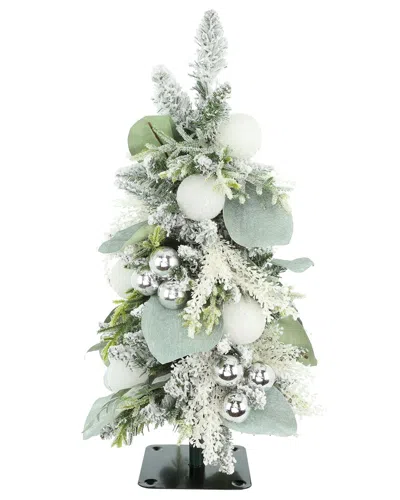 Creative Displays Handcrafted Flocked Holiday Tree With Glistening Magnolia  Leaves & Ornaments In Green
