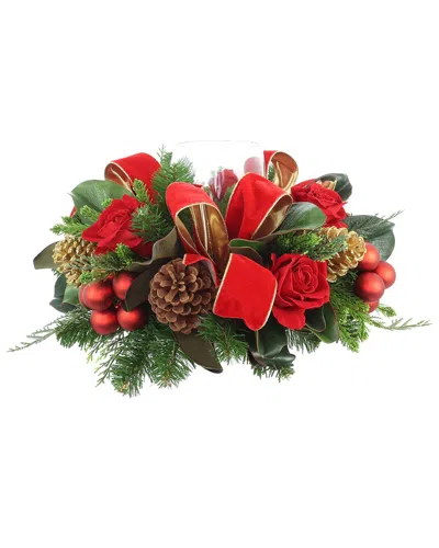 Creative Displays Handcrafted Holiday Candleholder Arranged With Roses In Multi