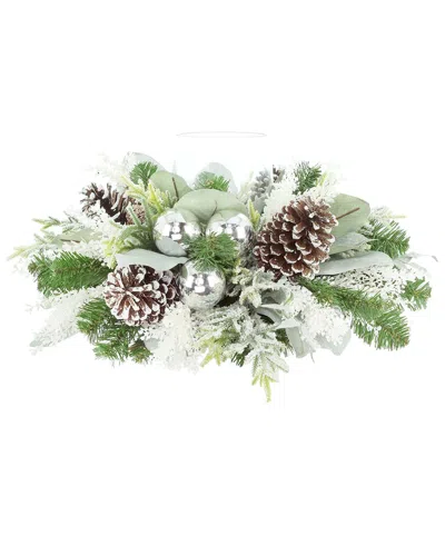 Creative Displays Handcrafted Holiday Candleholder Centerpiece With Evergreen In Multi