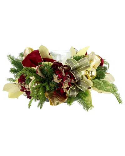 Creative Displays Handcrafted Holiday Candleholder With Hydrangeas In Multi