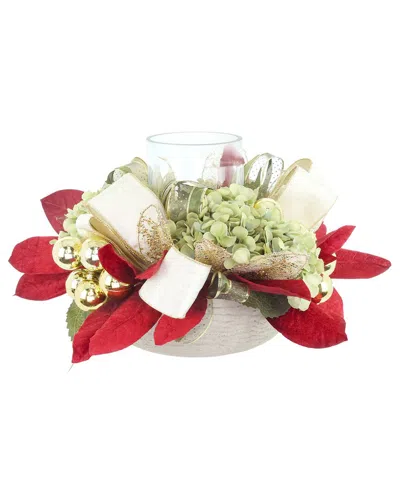 Creative Displays Handcrafted Holiday Candleholder With Hydrangeas In Multi