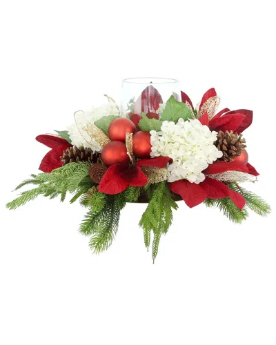 Creative Displays Handcrafted Holiday Candleholder With Hydrangeas In Multi