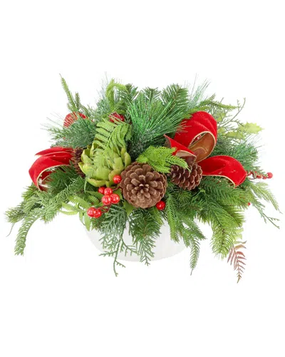 Creative Displays Handcrafted Holiday Centerpiece With Evergreens In Multi