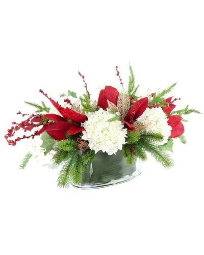 Creative Displays Handcrafted Holiday Floral Arrangement With Hydrangeas In Green
