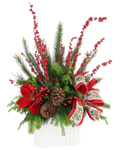 Creative Displays Handcrafted Holiday Floral Arrangement With Magnolias In Multi