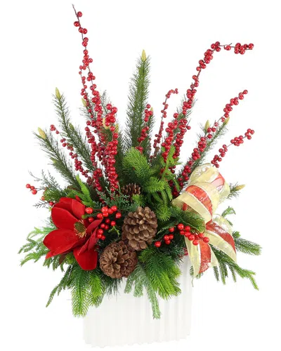 Creative Displays Handcrafted Holiday Floral Arrangement With Magnolias In Multi