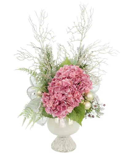 Creative Displays Handcrafted Holiday Hydrangea Arrangement With Glittery  Ferns & Branches In Multi