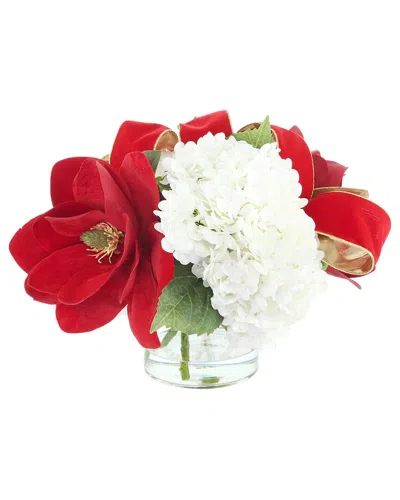Creative Displays Handcrafted Holiday Magnolia Arrangement With Hydrangeas &  Bows In Multi