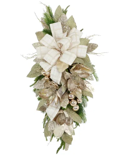 Creative Displays Handcrafted Holiday Swag With Magnolias In White
