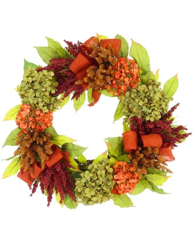 Creative Displays Handmade 23 Fall Hydrangea & Rose Wreath In Multi