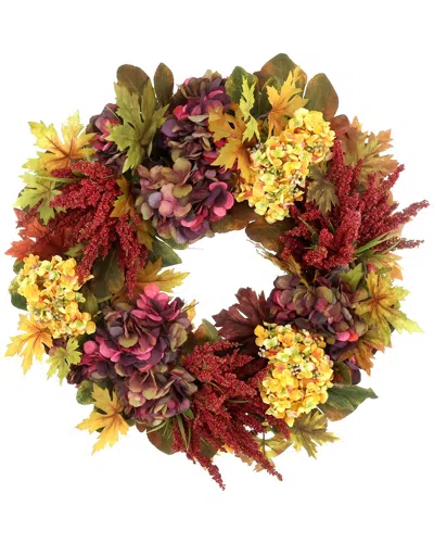 Creative Displays Handmade 27'' Fall Wreath Arranged With Hydrangeas, Autumn Leaves & Pinecones In Red