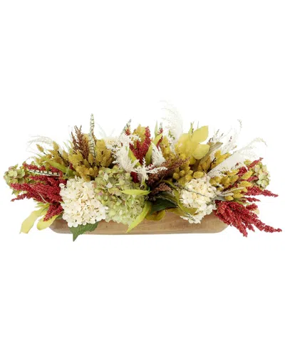 Creative Displays Handmade 28 Fall Hydrangea & Fig Leaf Wreath With Bows In Multi