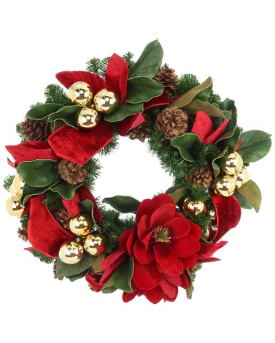Creative Displays Handmade 28in Holiday Wreath With Magnolias In Multi
