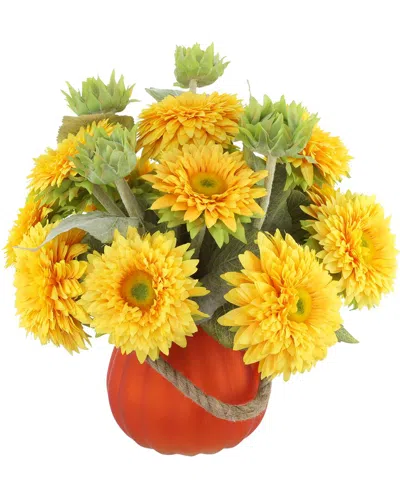 Creative Displays Handmade Berry & Maple Leaf Fall Arrangement In A Cement Pot In Orange