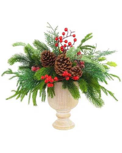 Creative Displays Handmade Classic Holiday Arrangement With Evergreens In Multi