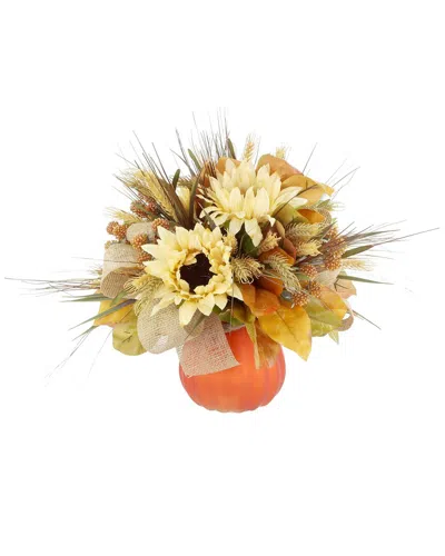 Creative Displays Handmade Fall Arrangement With Hydrangeas & Heather In A Decorative Lemon Vase In Multi