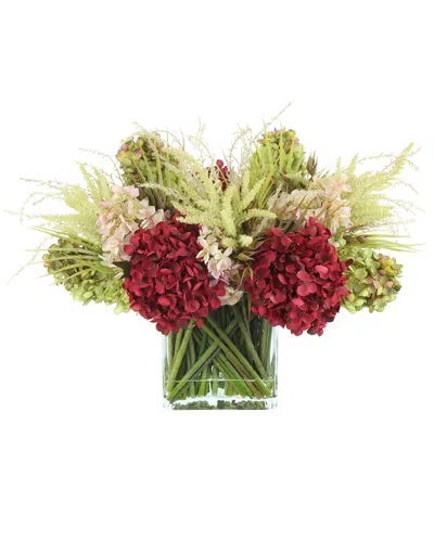 Creative Displays Handmade Fall Assorted Hydrangeas & Pomegranates In Vase In Multi