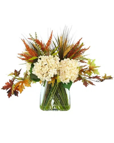Creative Displays Handmade Fall Candleholder With Hydrangeas & Heathers In Multi