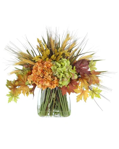 Creative Displays Handmade Fall Centerpiece With Hydrangeas & Pampas In A Wood Planter In Multi