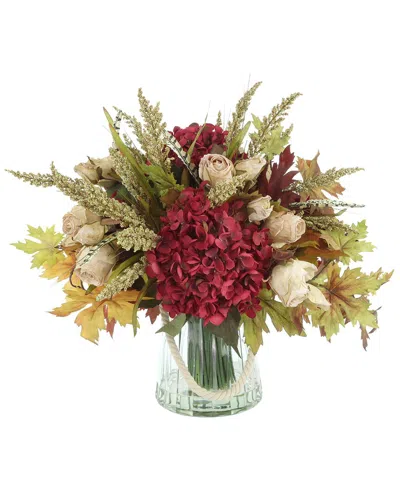 Creative Displays Handmade Fall Hydrangea & Kalanchoe Arrangement In Glass Vase In Multi