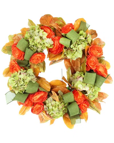 Creative Displays Handmade Fall Hydrangea & Magnolia Arrangement In Glass Vase In Multi