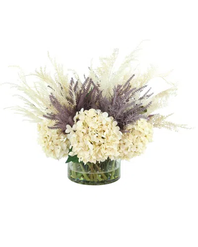 Creative Displays Handmade Fall Hydrangea & Rose Arrangement In Glass Vase In Multi