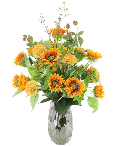Creative Displays Handmade Fall Hydrangea Arrangement In Glass Vase In Multi