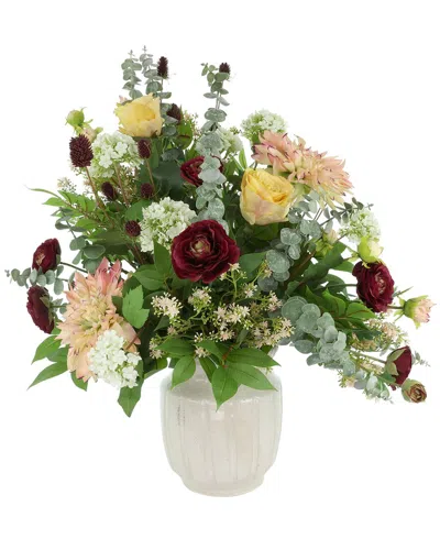 Creative Displays Handmade Fall-themed Arrangement In Round Glass Vase In Green