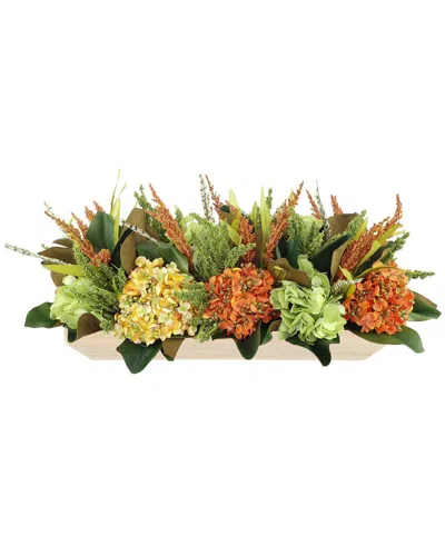 Creative Displays Handmade Fall-themed Heather & Hydrangea Arrangement In Glass Vase In Multi