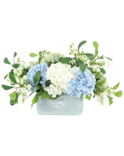 Creative Displays Handmade Faux Assorted Hydrangea & Budding Stem Arrangement In Blue