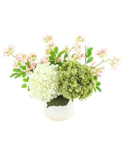 Creative Displays Handmade Faux Assorted Hydrangea & Stephanotis Arrangement In White