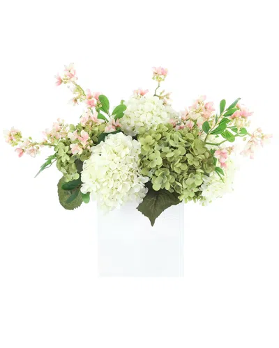 Creative Displays Handmade Faux Assorted Hydrangeas & Stephanotis In Square  Pot In Green