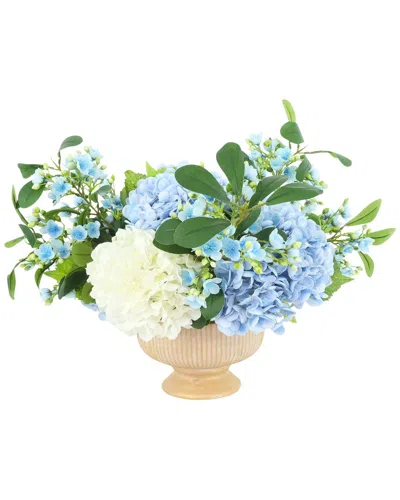Creative Displays Handmade Faux Assorted Hydrangeas In Ceramic Pedestal Vase In Multi